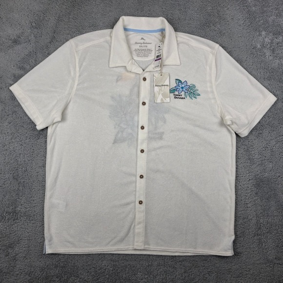 Tommy Bahama Other - Tommy Bahama Terry Camp Shirt Mens XXL White Tropical Toucan Embroidered NWT